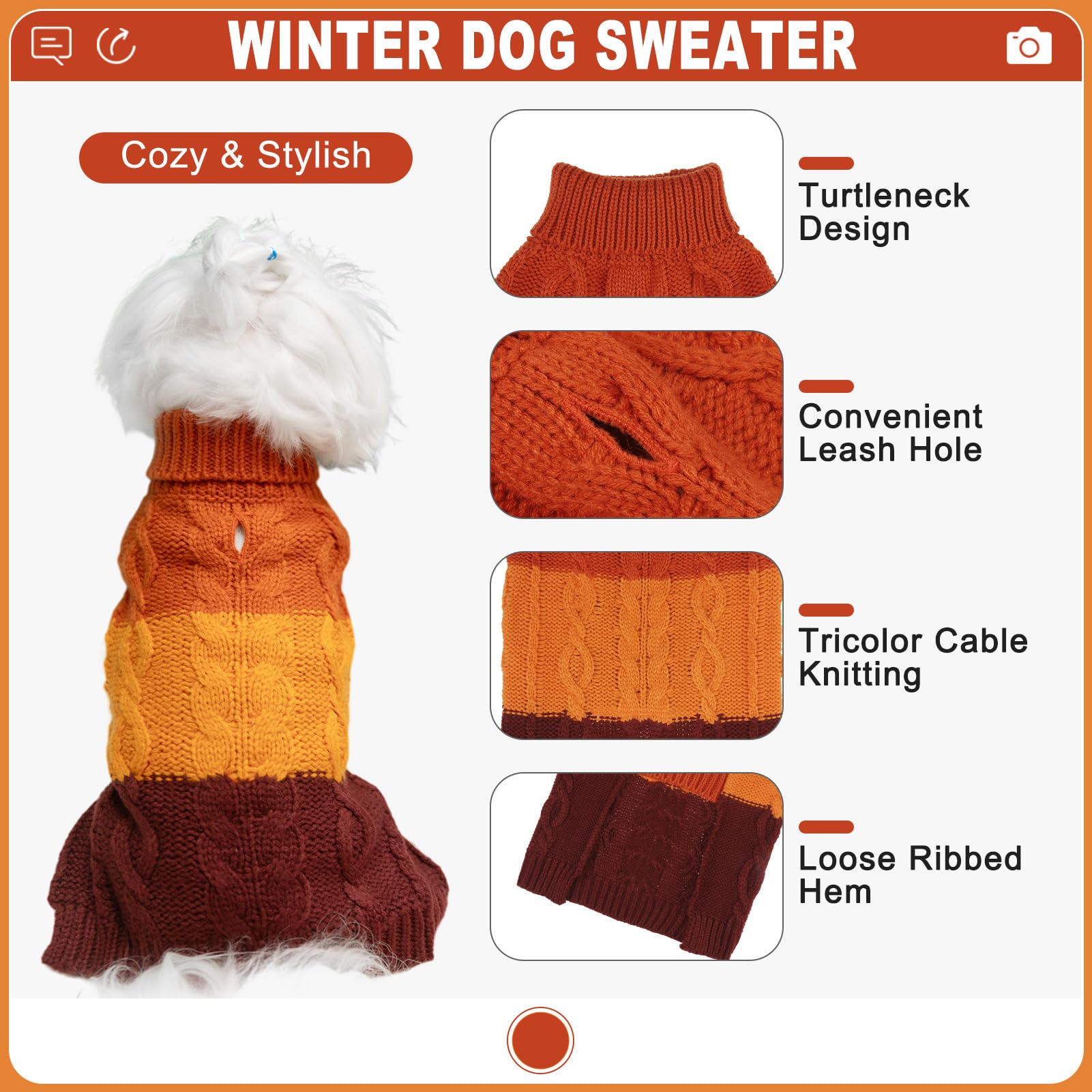 EXPAWLORER dog sweater on paw model shows easy-on-off fit