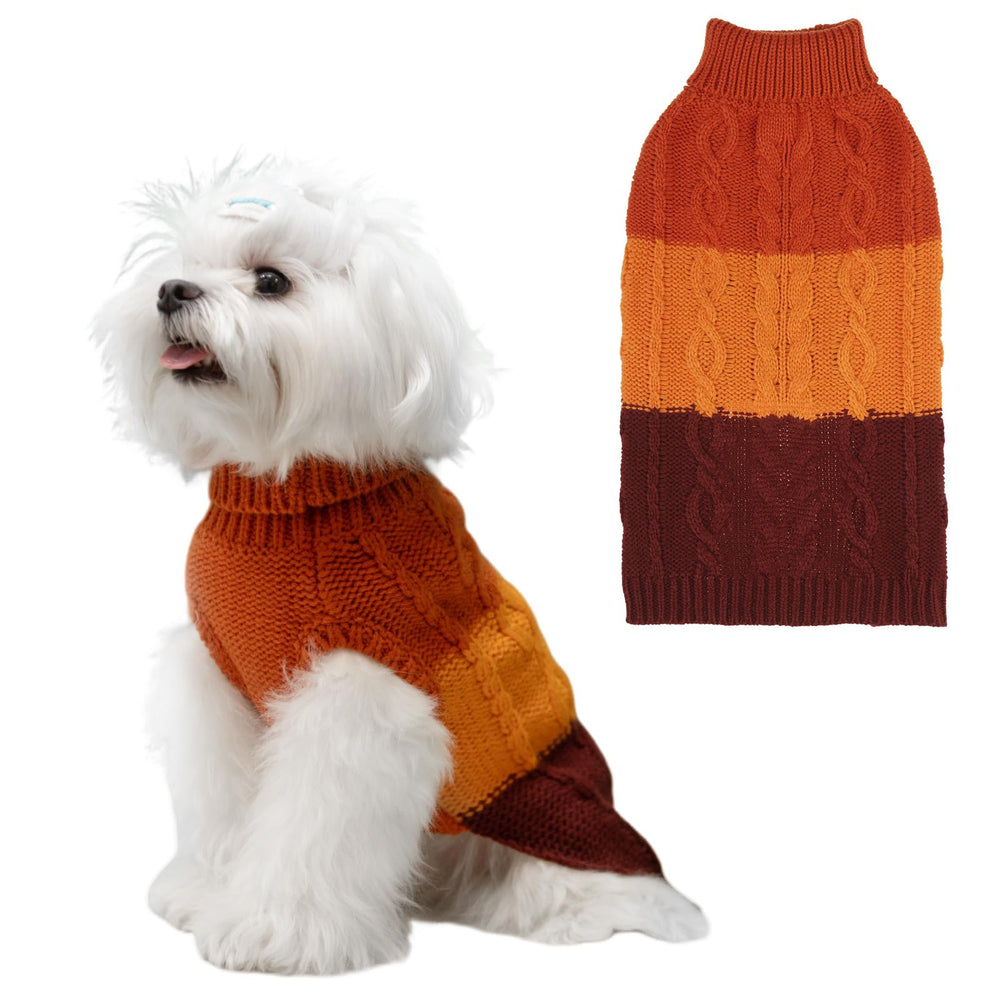 EXPAWLORER dog sweater orange front view provides warm cozy wear