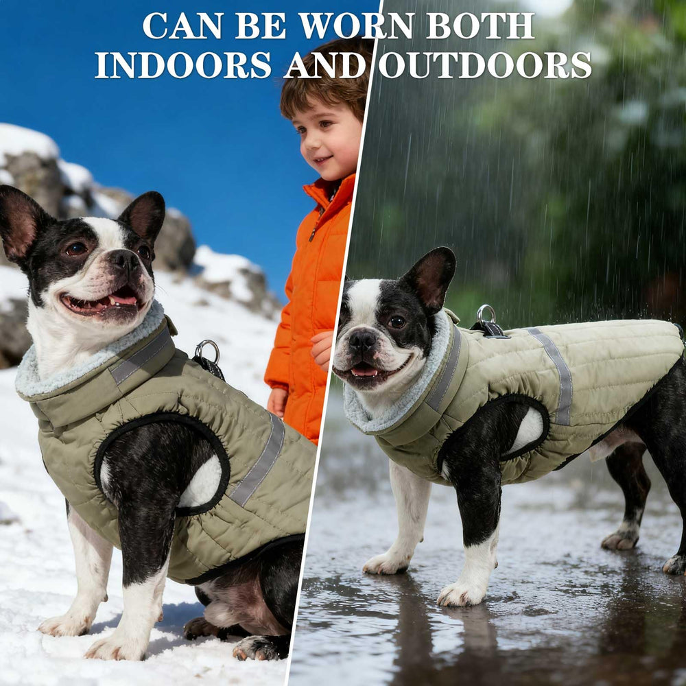 EXPAWLORER dog winter coat green waterproof fabric protects against rain