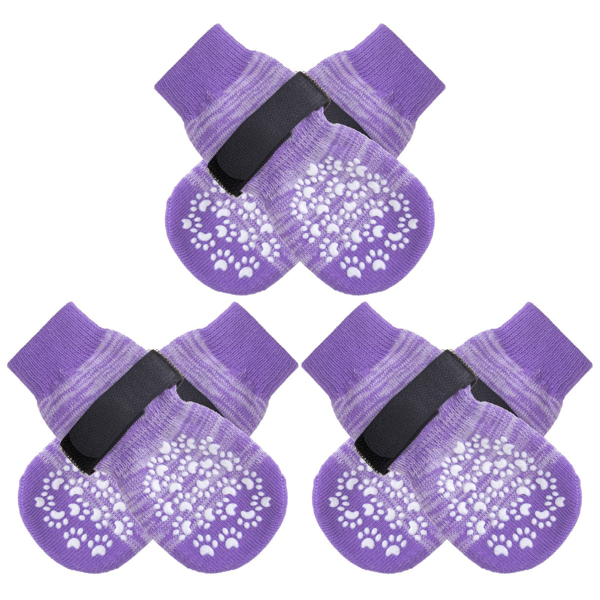EXPAWLORER double-side anti-slip dog socks on wood floor showing enhanced traction