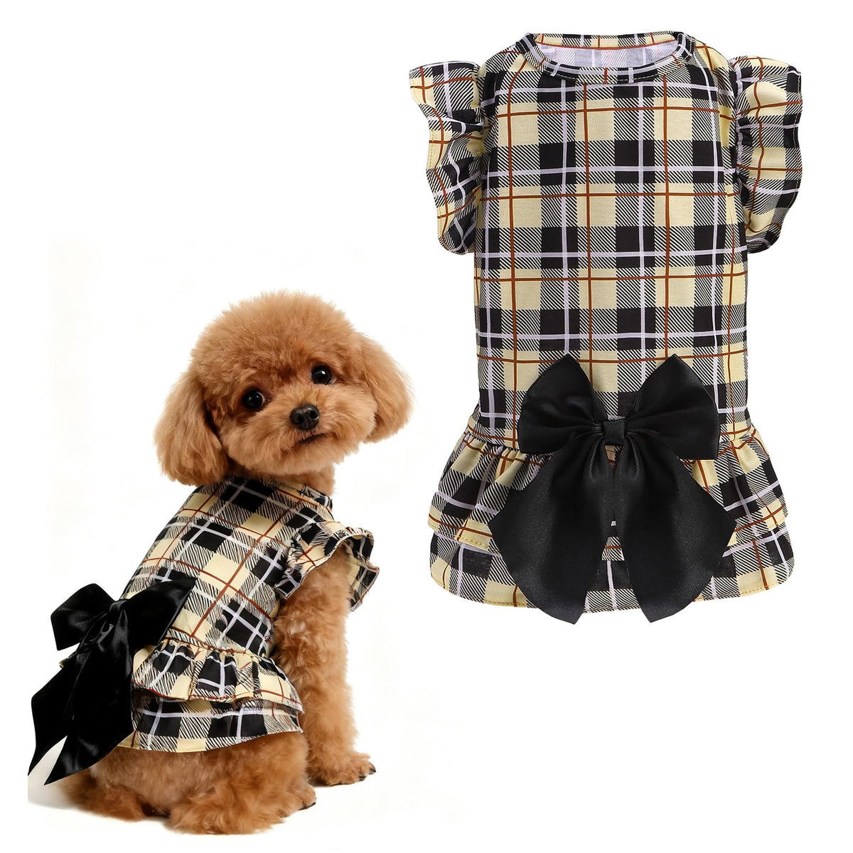 EXPAWLORER vestido clásico de cuadros para perro pequeño, cómodo y elegante en cada paseo