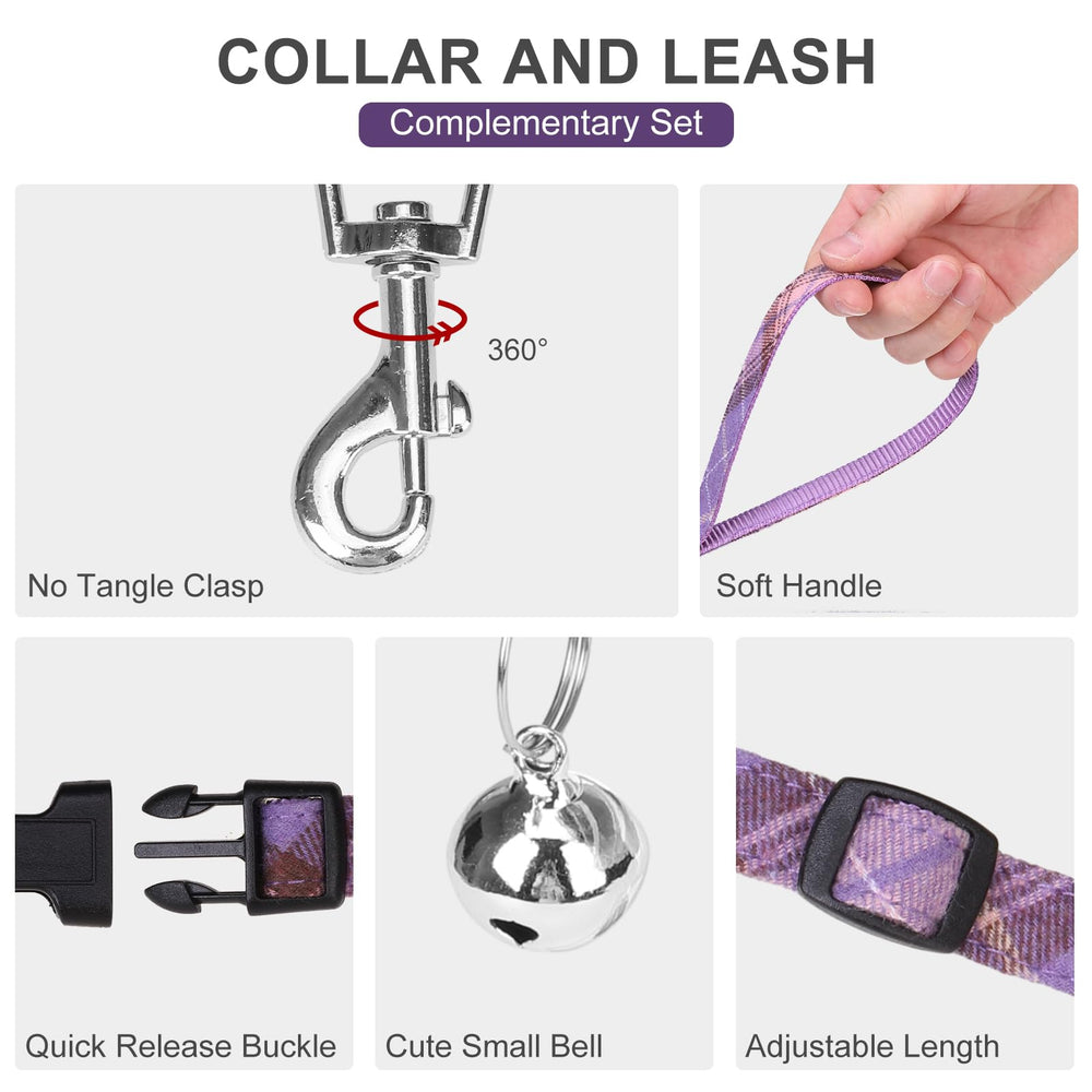 EXPAWLORER harness-buckle-d-rings-plaid-purple quick-release and no-pull