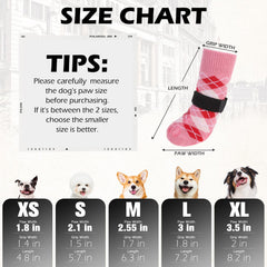 EXPAWLORER pink dog socks side view showing snug fit for slippery floors.