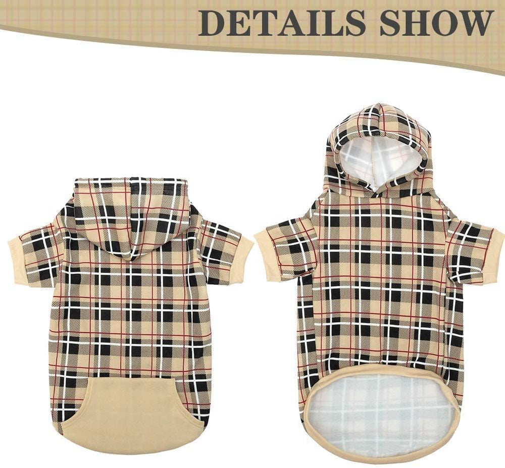 EXPAWLORER plaid dog hoodie texture closeup reveals soft, durable fabric you can trust