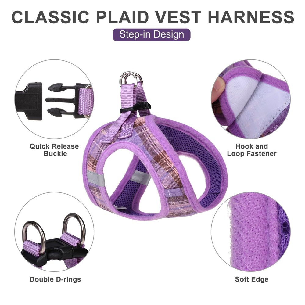 EXPAWLORER plaid-leash-purple reliable control during strolls