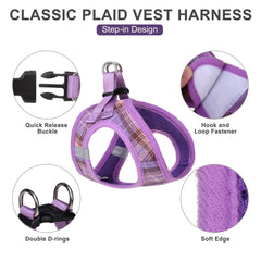 EXPAWLORER plaid-leash-purple reliable control during strolls