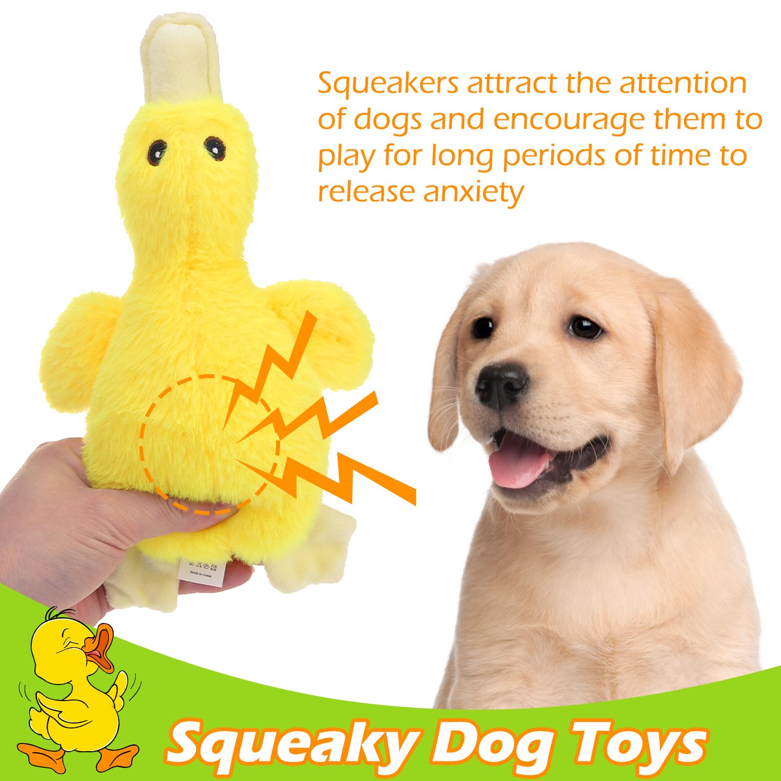 EXPAWLORER plush squeaky duck toy puppy-chewing-action encourages safe chewing sessions