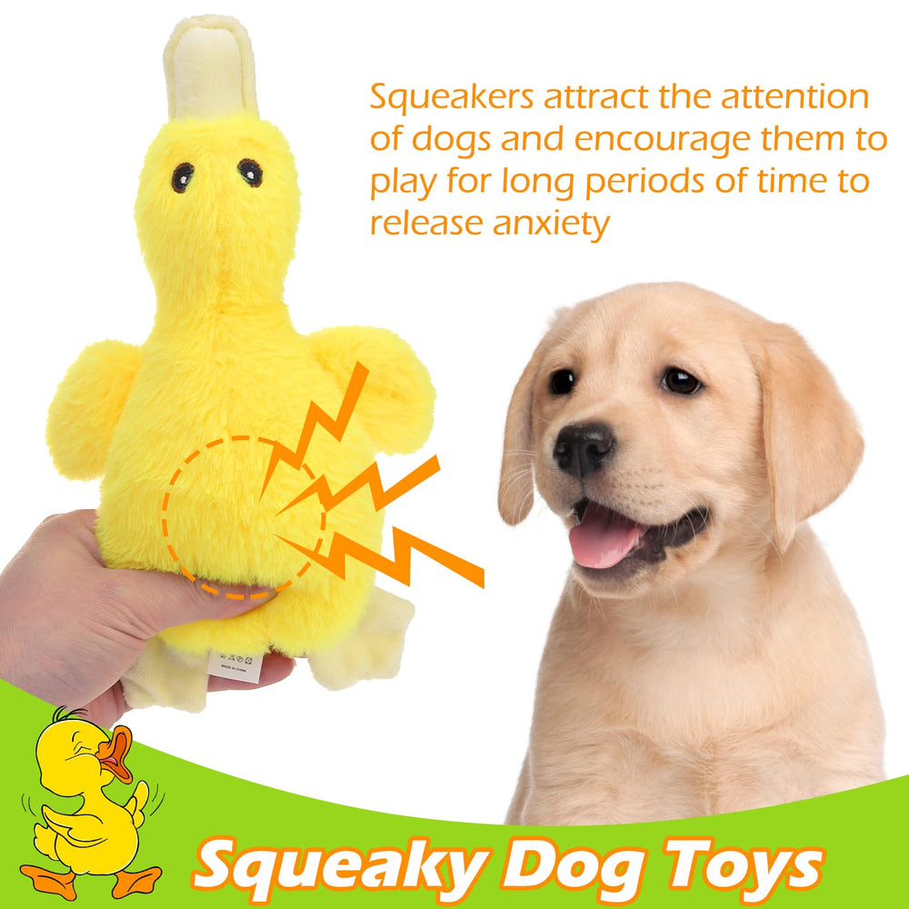 EXPAWLORER plush squeaky duck toy puppy-chewing-action encourages safe chewing sessions
