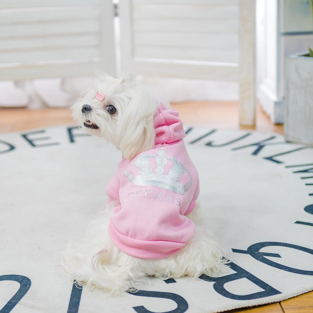 EXPAWLORER Princess hoodie crown print adds visual appeal to everyday pet outfits.