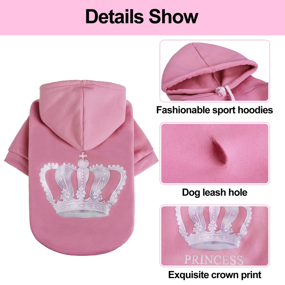 EXPAWLORER Princess hoodie leash hole enables hands-free outdoor walks.