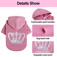 EXPAWLORER Princess hoodie leash hole enables hands-free outdoor walks.