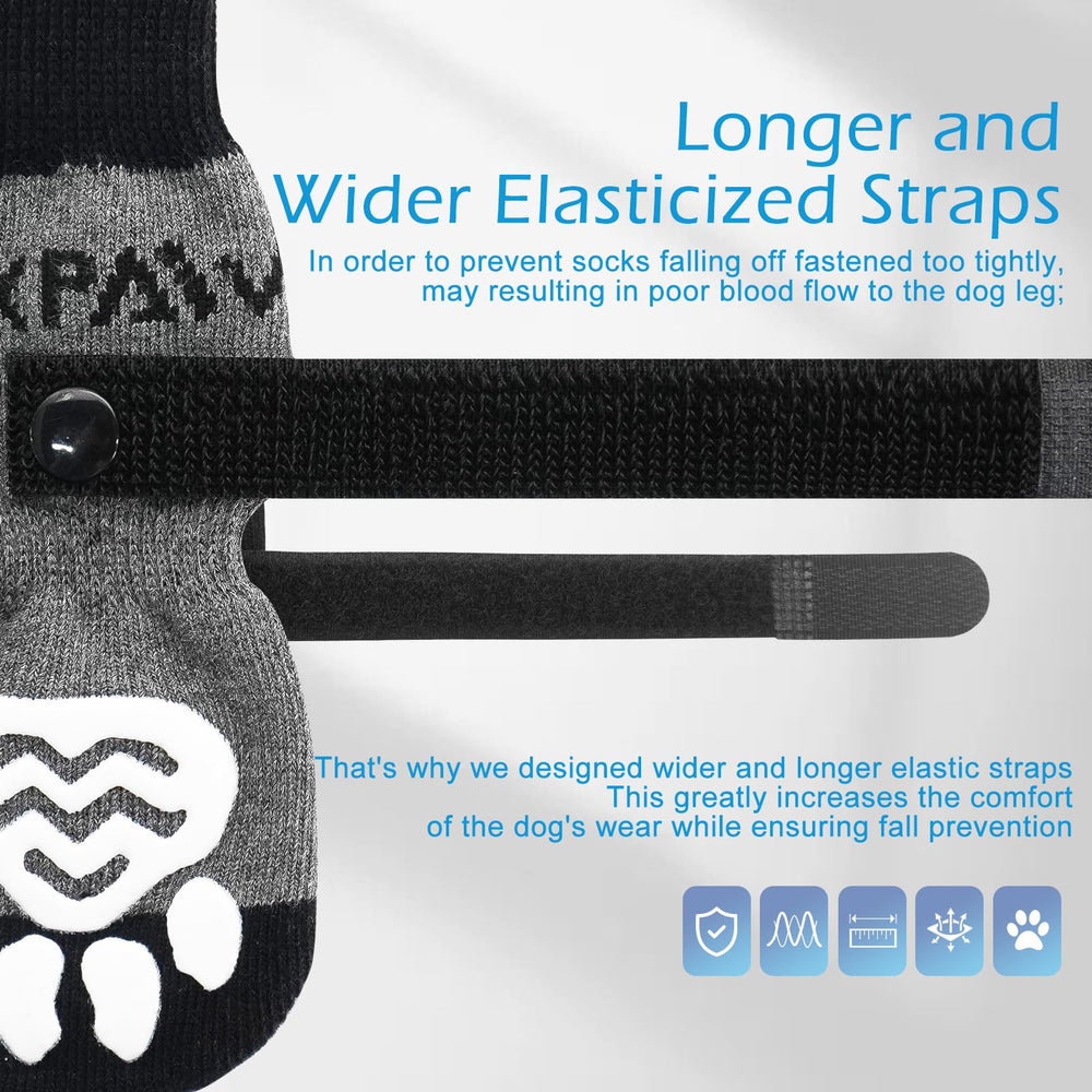 EXPAWLORER large-size paw socks illustrating broad fit for bigger breeds.