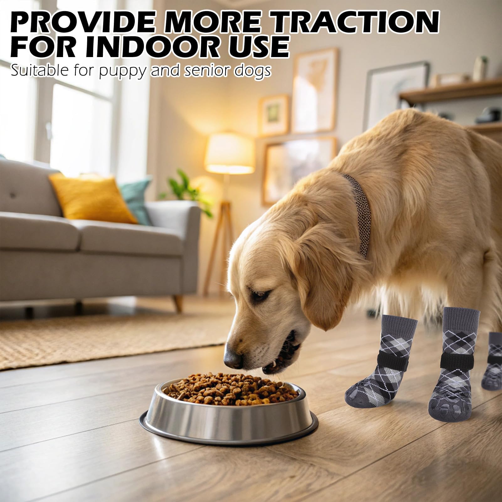 EXPAWLORER dog socks slip prevention on smooth floors supports puppies and seniors