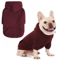 EXPAWLORER textured cable-knit dog hoodie front view for cozy winter walks