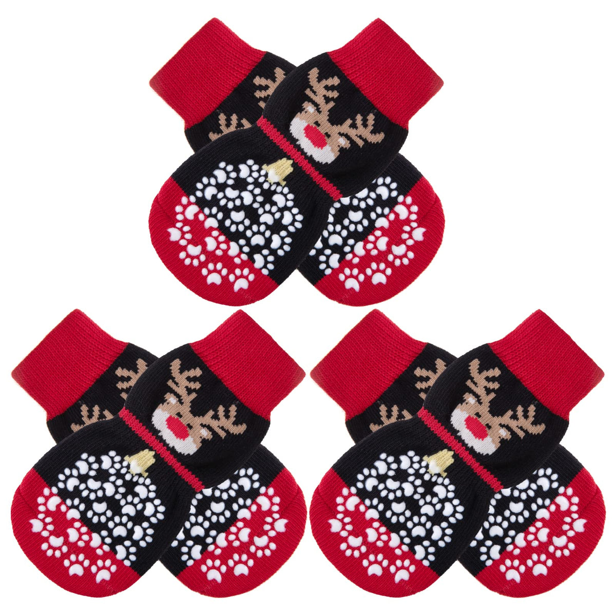 EXPAWLORER 6pcs anti-slip dog socks deliver reliable traction on slick floors.