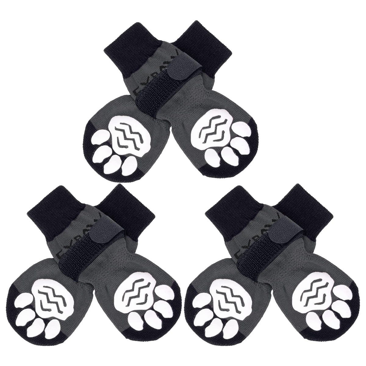EXPAWLORER 6PCS dog socks front view with enhanced traction for slick floors