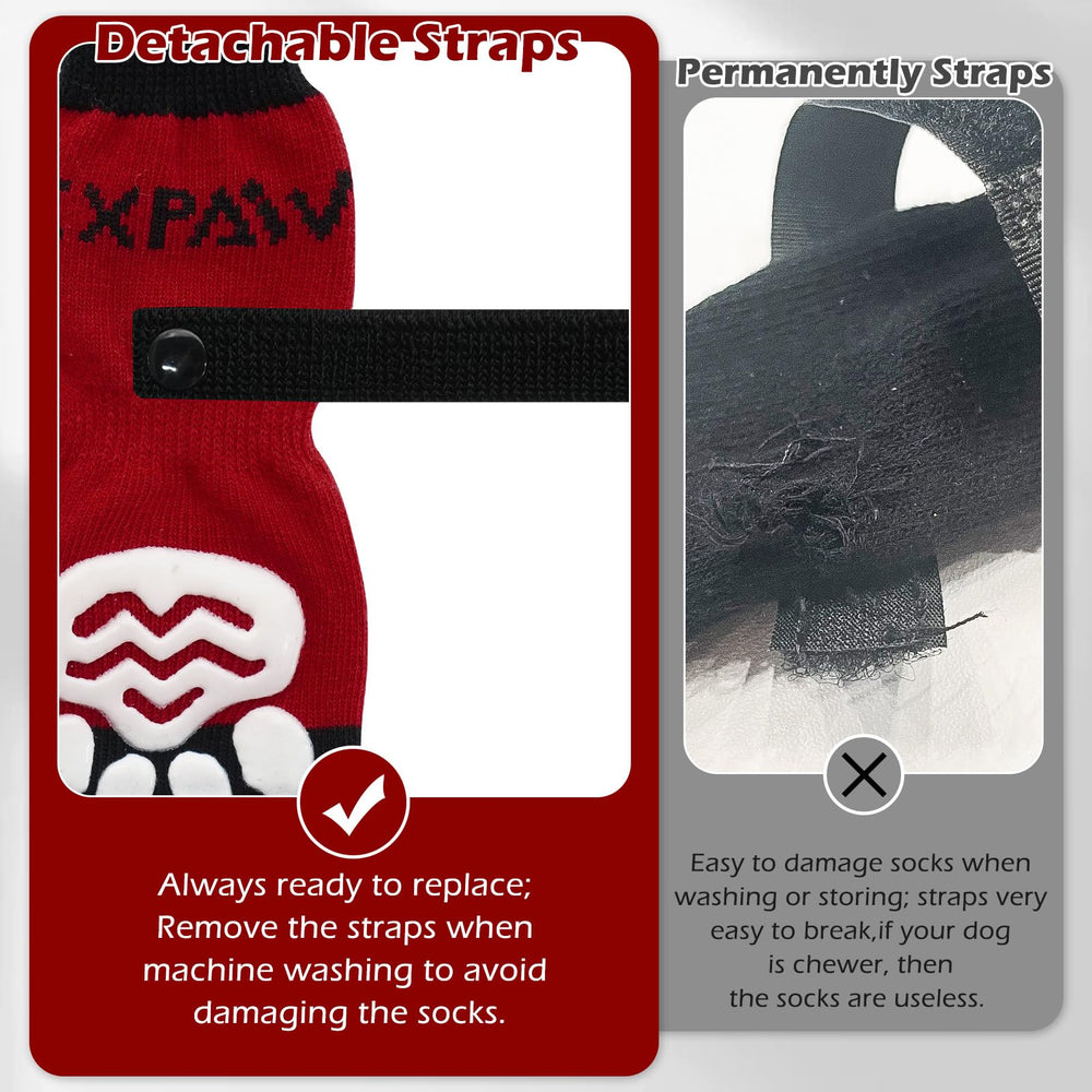 EXPAWLORER 6pcs-pack dog socks provide versatile sizing for growing pets.