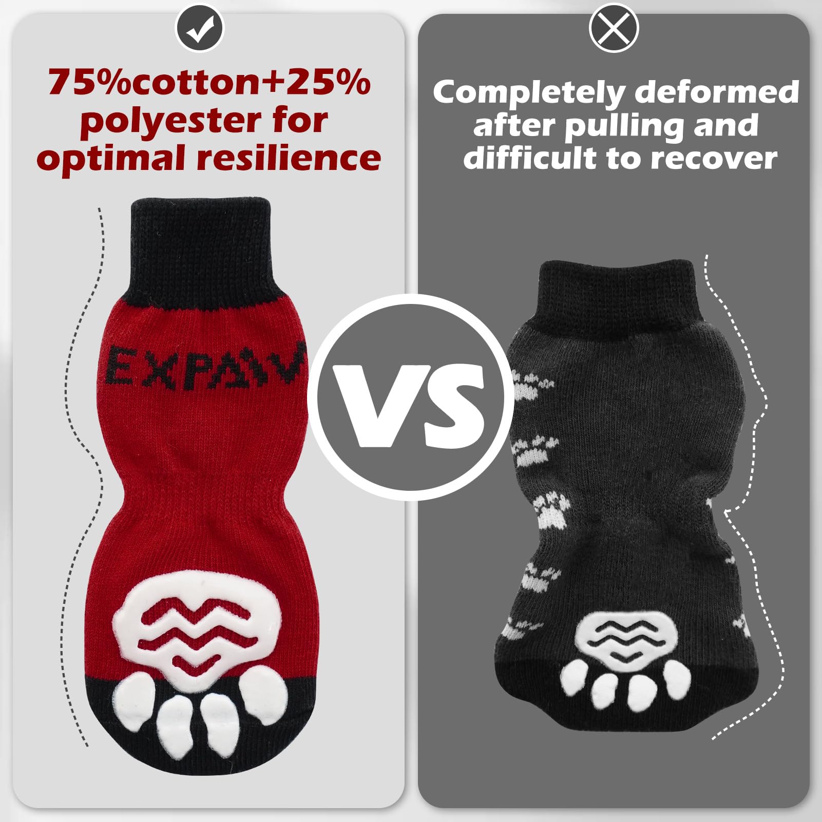EXPAWLORER breathable knit fabric dog socks keep paws comfortable during daily wear.