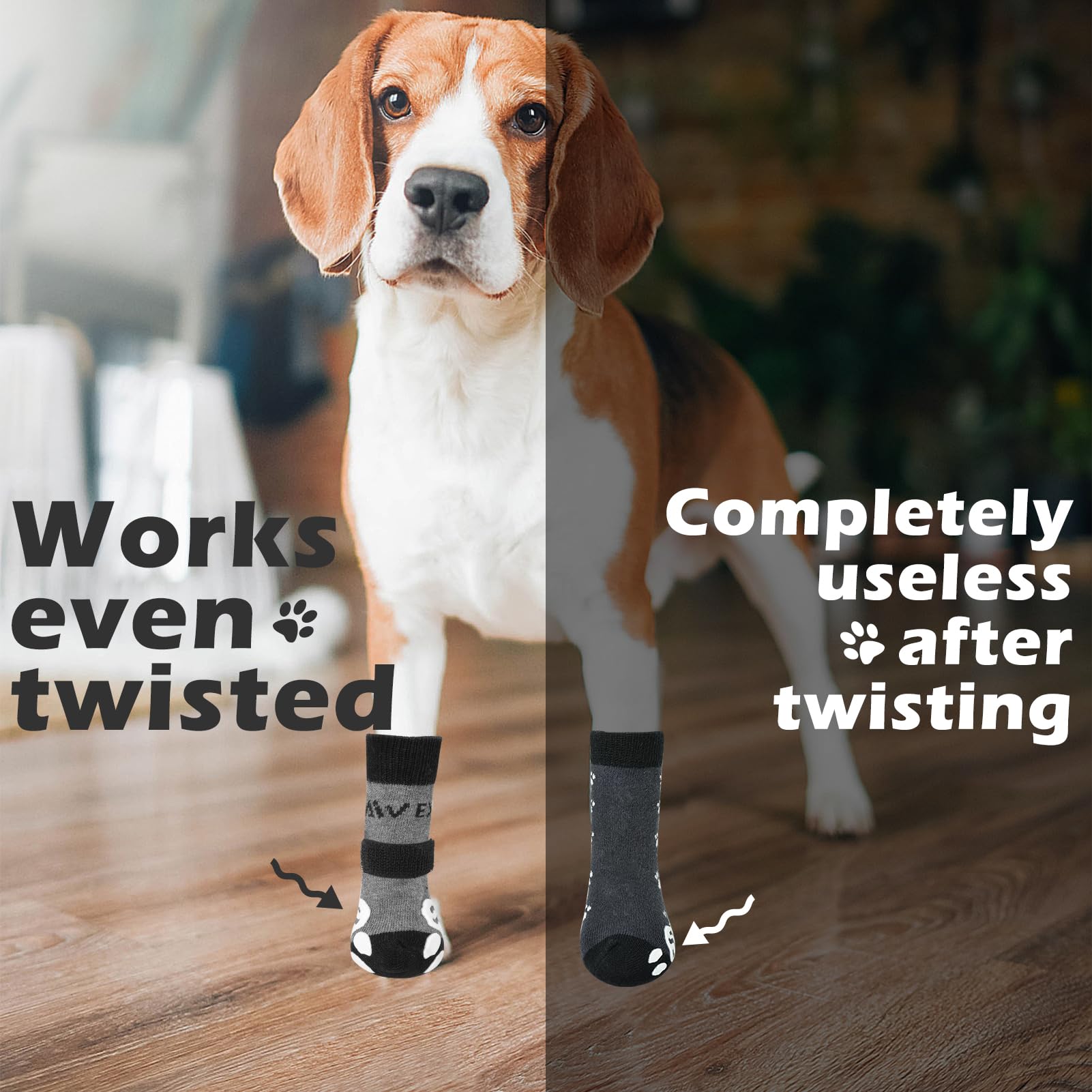 EXPAWLORER dog socks adjustable strap demonstrates secure fit