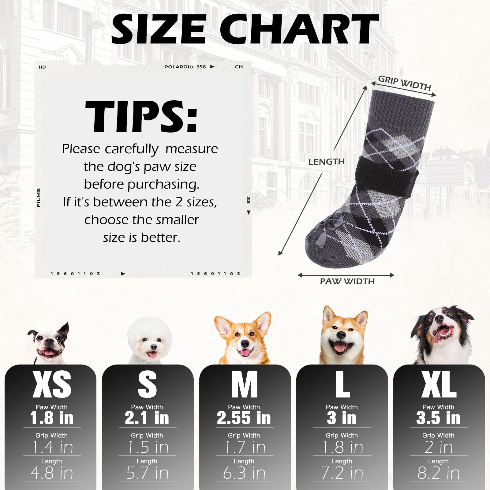 EXPAWLORER dog socks—length 5.7 inches for secure coverage.