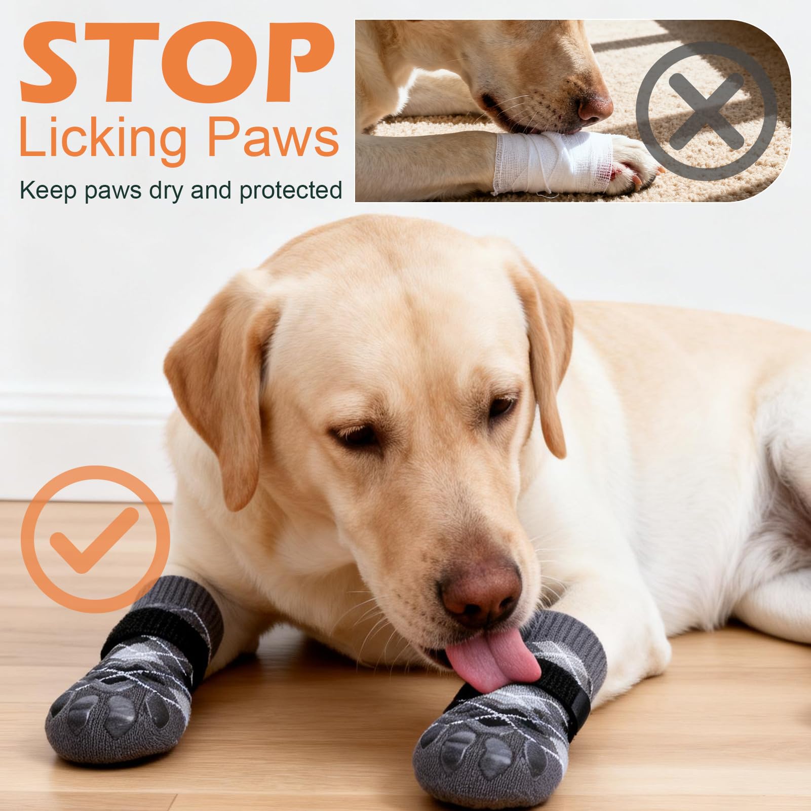 EXPAWLORER dog socks—upgraded anti-fall strap for secure wear.