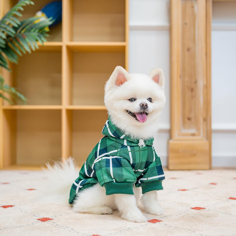 EXPAWLORER Plaid Dog Hoodie folded sample shows easy washing and drying