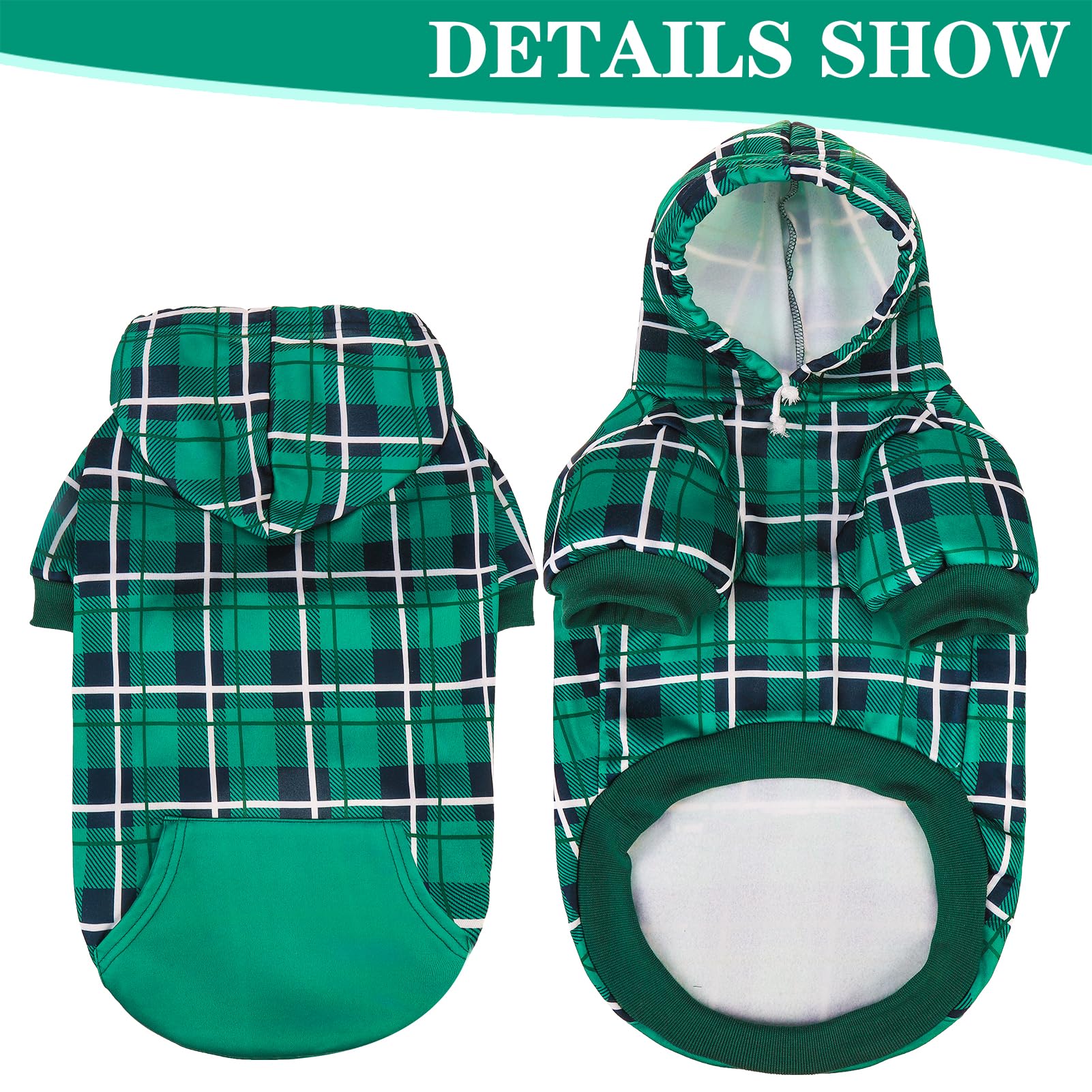 EXPAWLORER Plaid Dog Hoodie model wearing green demonstrates versatile style for all breeds