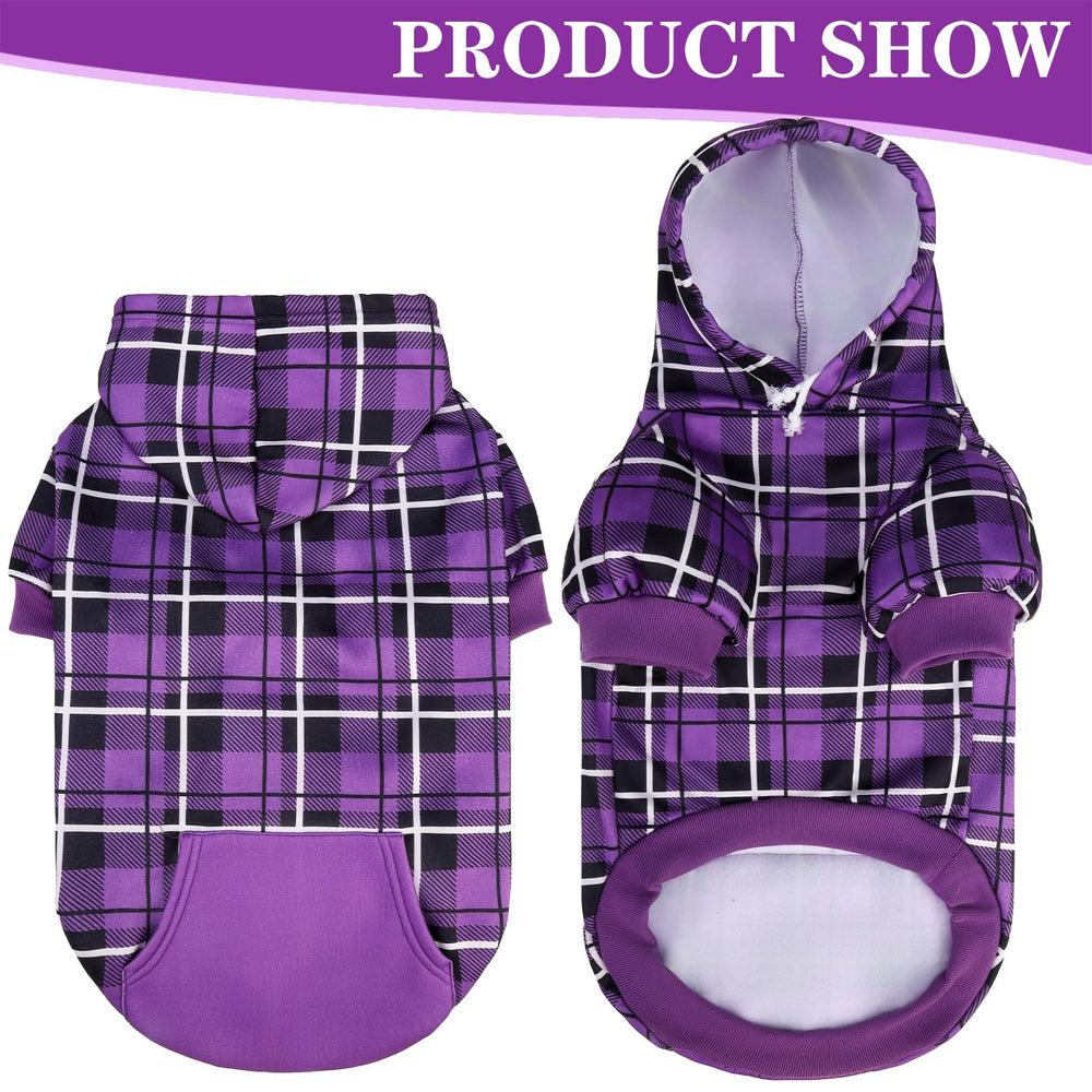 EXPAWLORER plaid dog hoodie on a puppy for winter-ready style