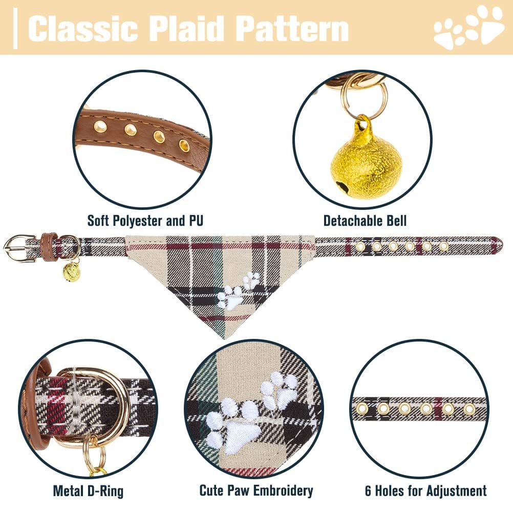 EXPAWLORER puppy collar with bandana in beige for versatile daily wear
