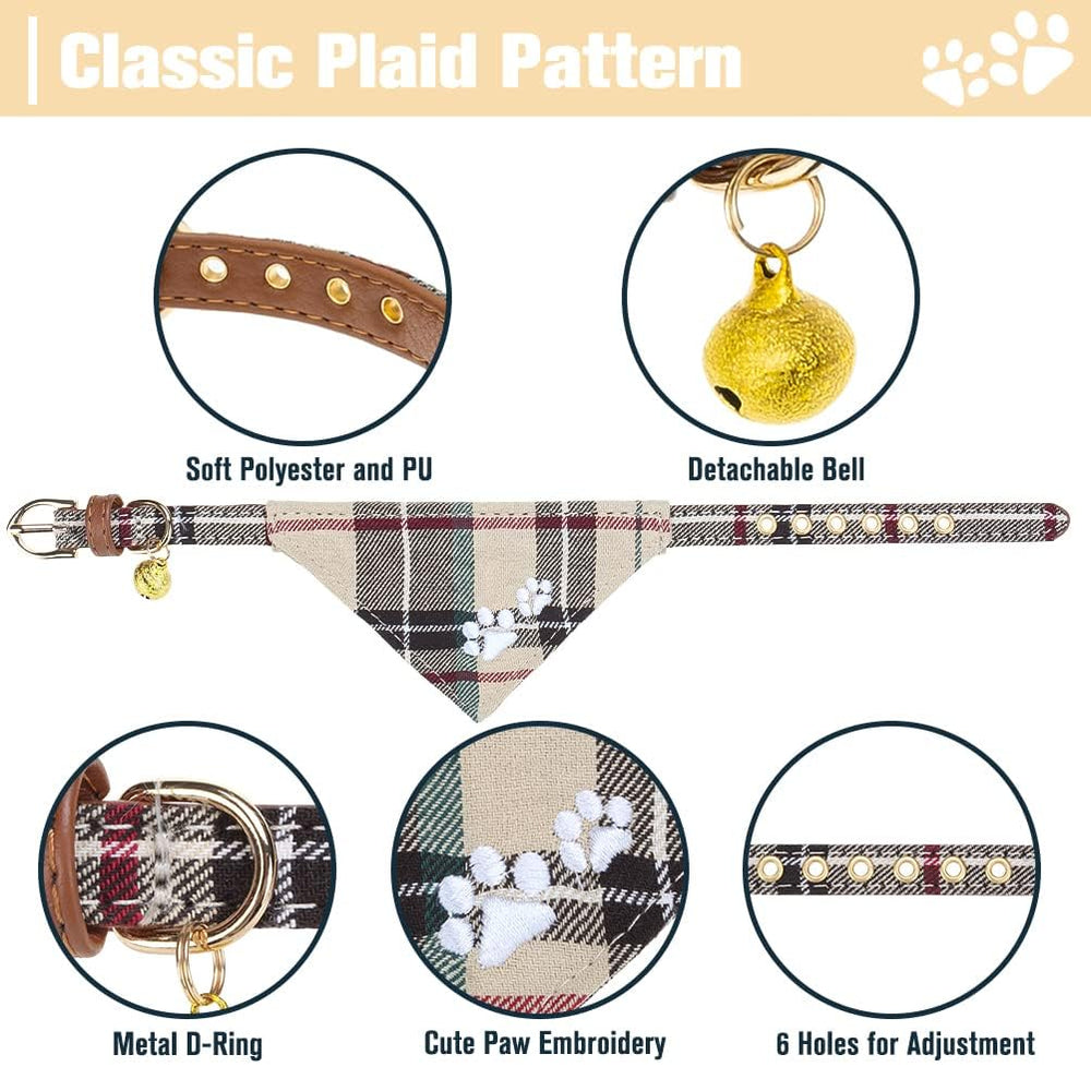 EXPAWLORER puppy collar with bandana in beige for versatile daily wear