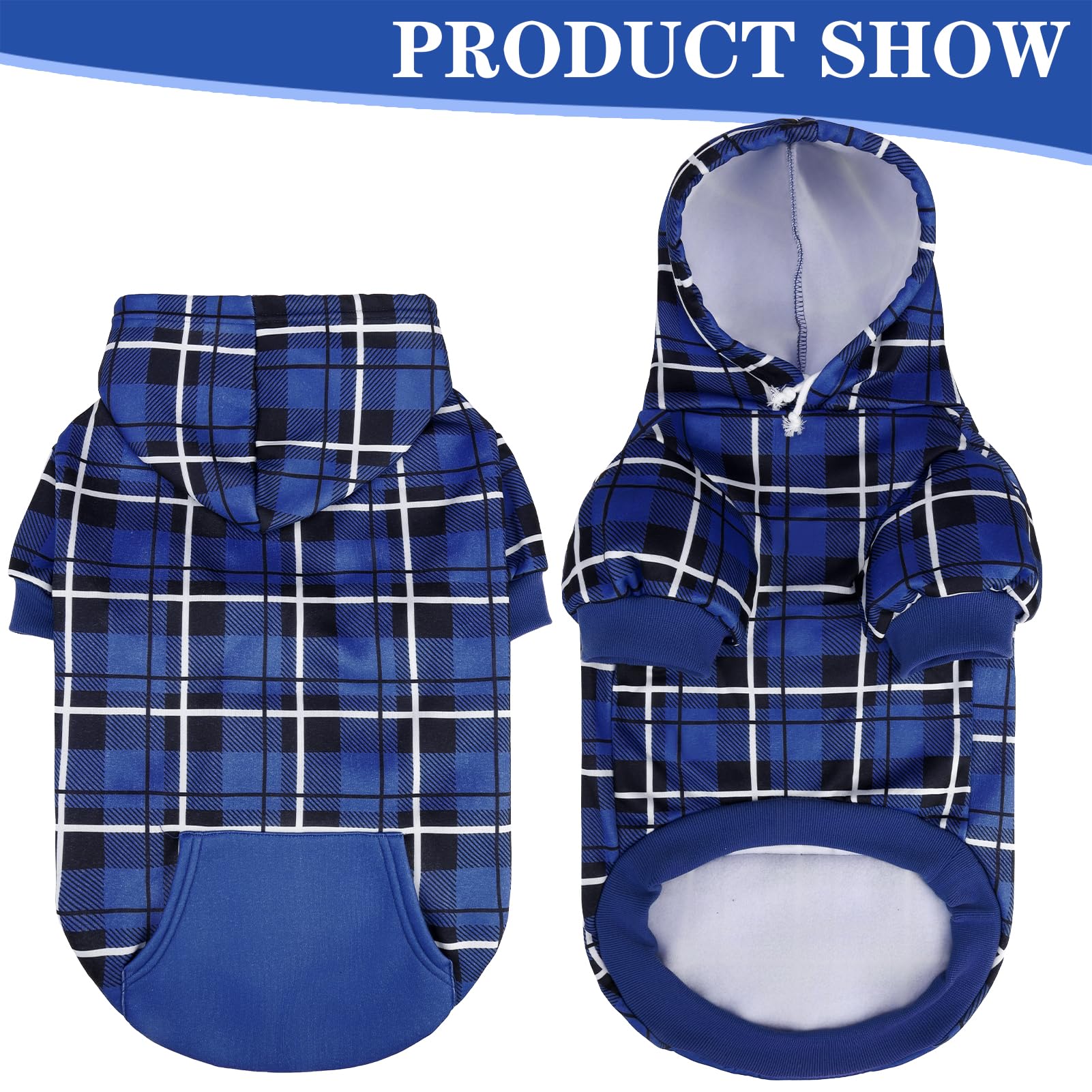 EXPAWLORER sudadera para perro tartán azul, disponible en varias tallas.