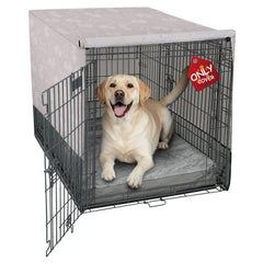 Explore Land breathable dog crate cover 36in front view demonstrates universal fit and privacy.