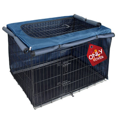 Explore Land dog crate cover 42-inch front view showing secure indoor travel compatibility.