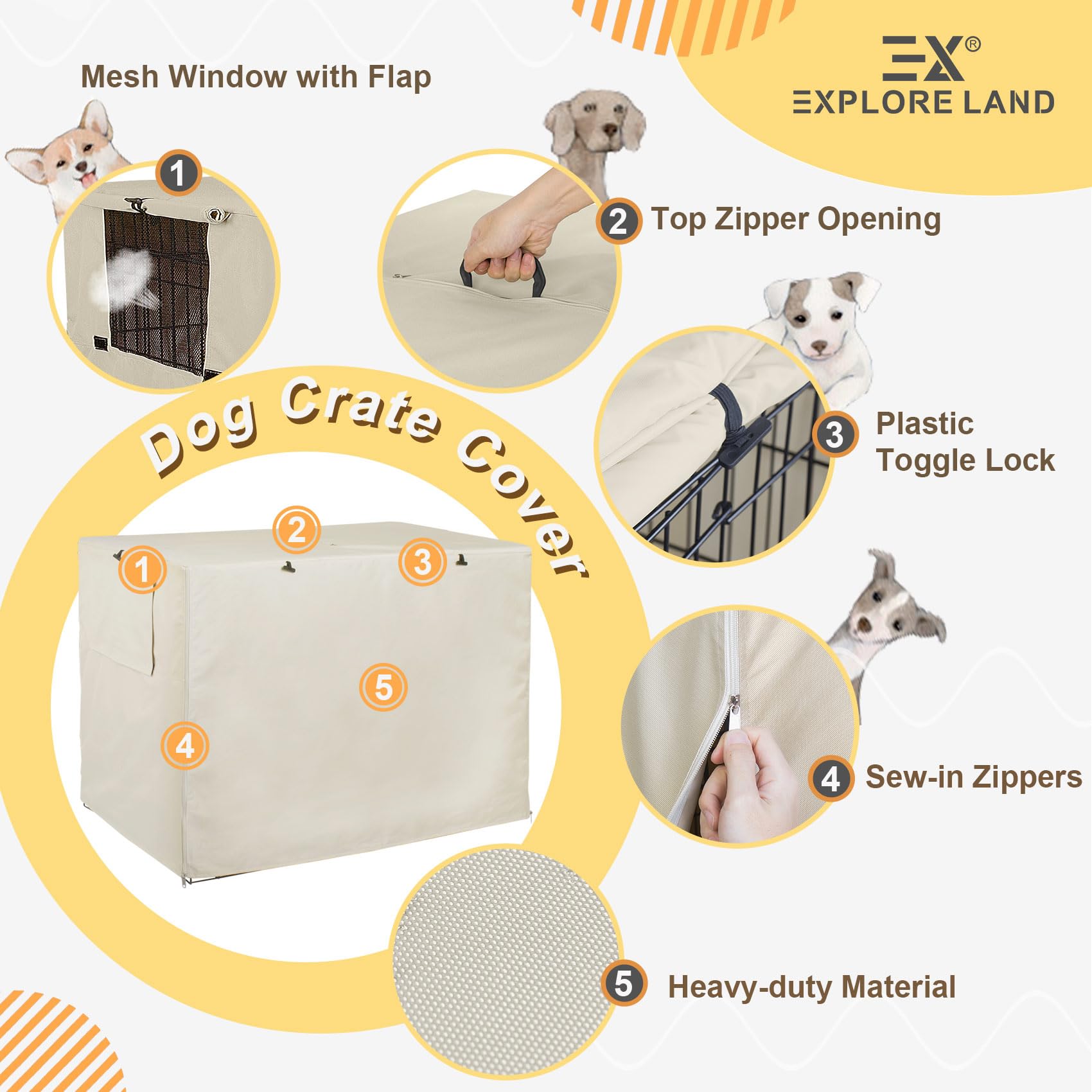 Explore Land dog crate cover bottom clips secure the cover during travel