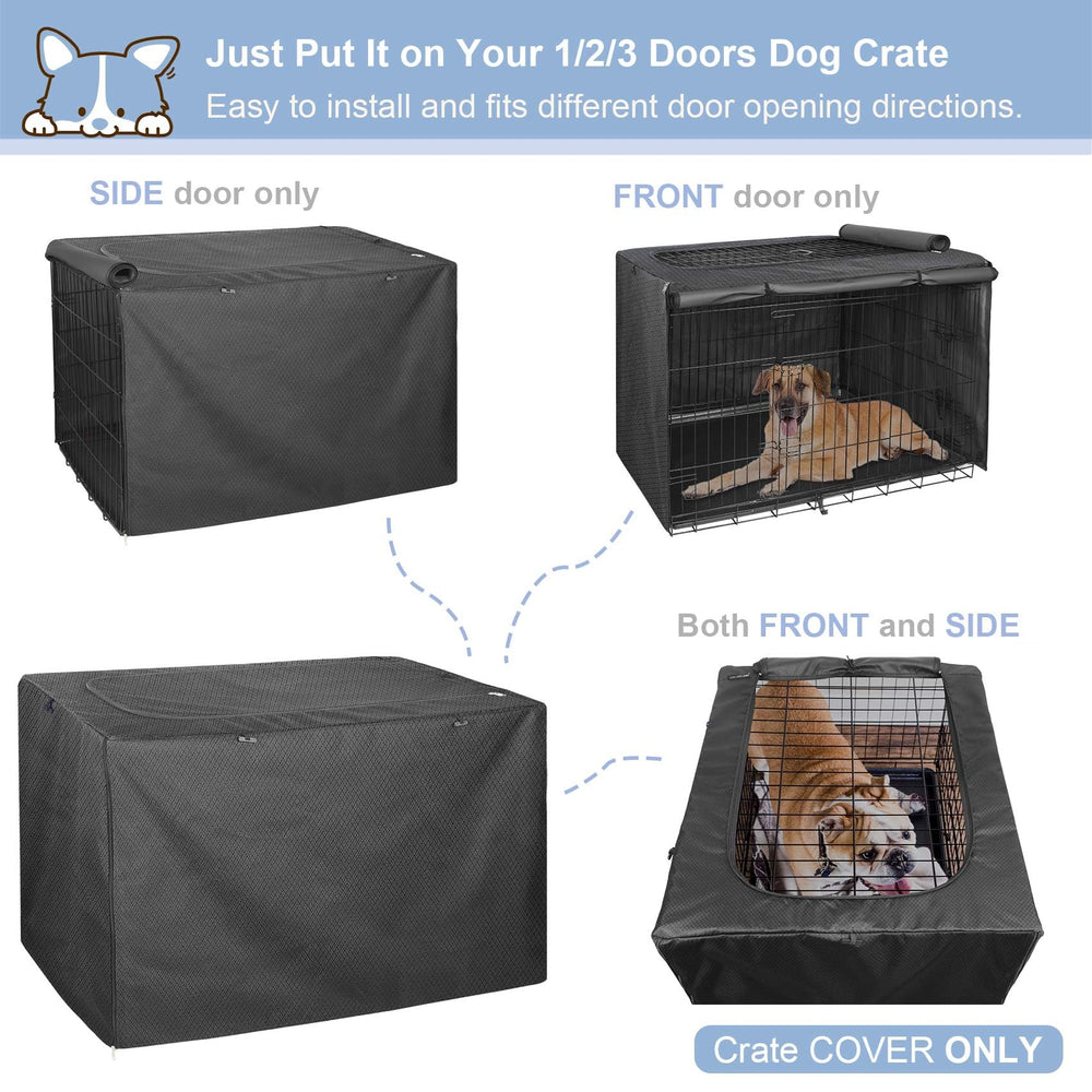 Explore Land dog crate cover zipper edges demonstrate quick setup