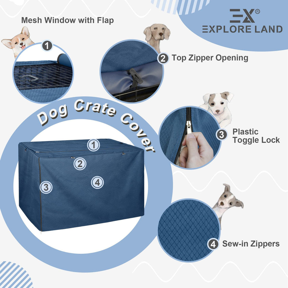 Explore Land dog crate cover rolled-open for easy access and quick deployment