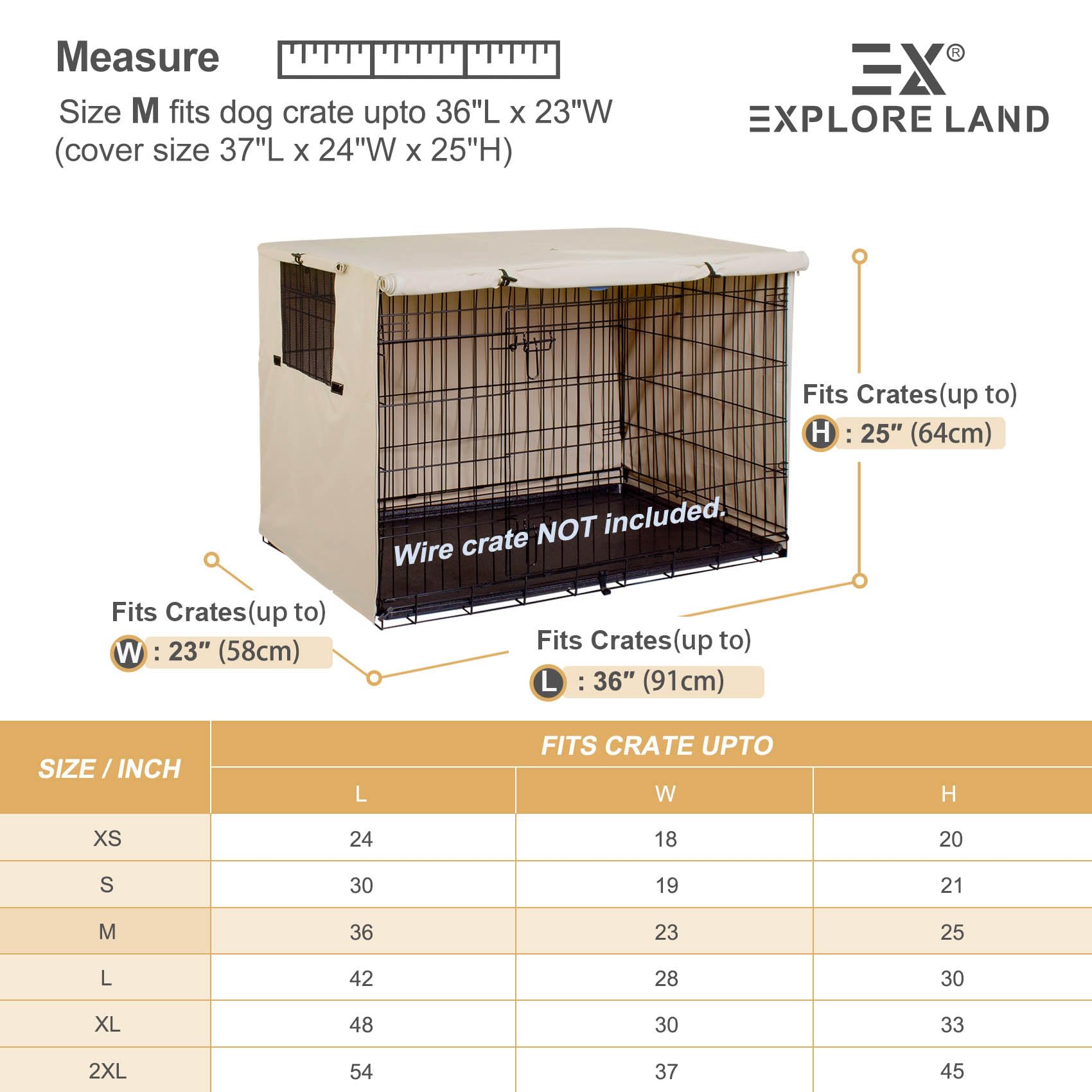 Explore Land universal-fit crate cover demonstrates compatibility with various brands.