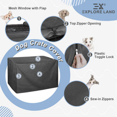 Explore Land crate cover shows large zipper openings for easy access to pet