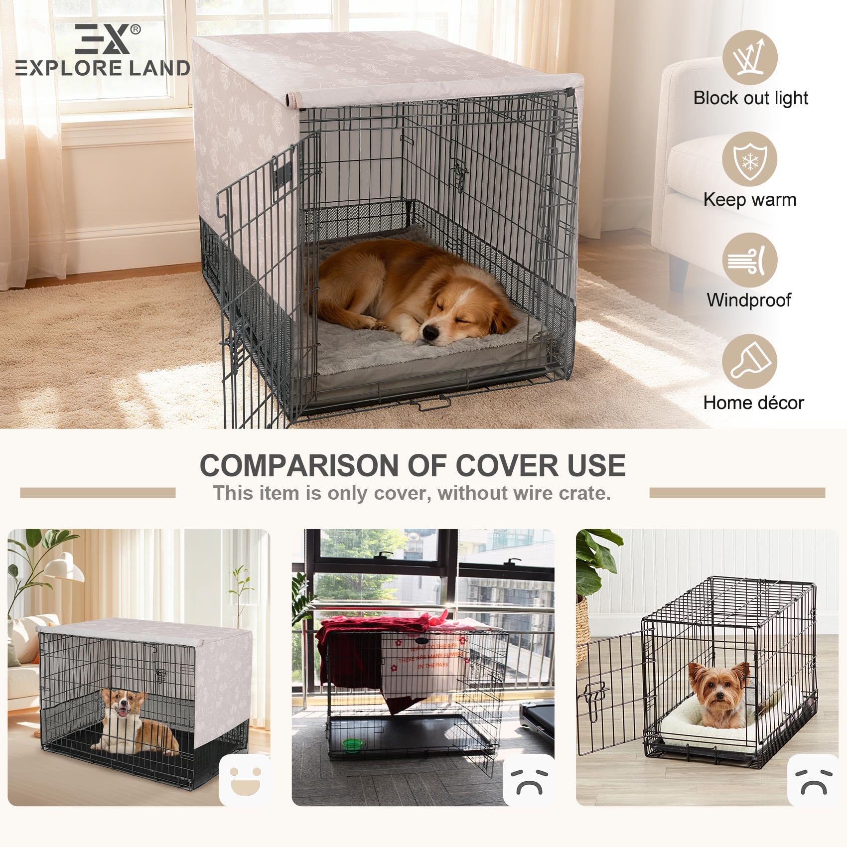 Explore Land dog-print crate cover adds style while maintaining ventilation.