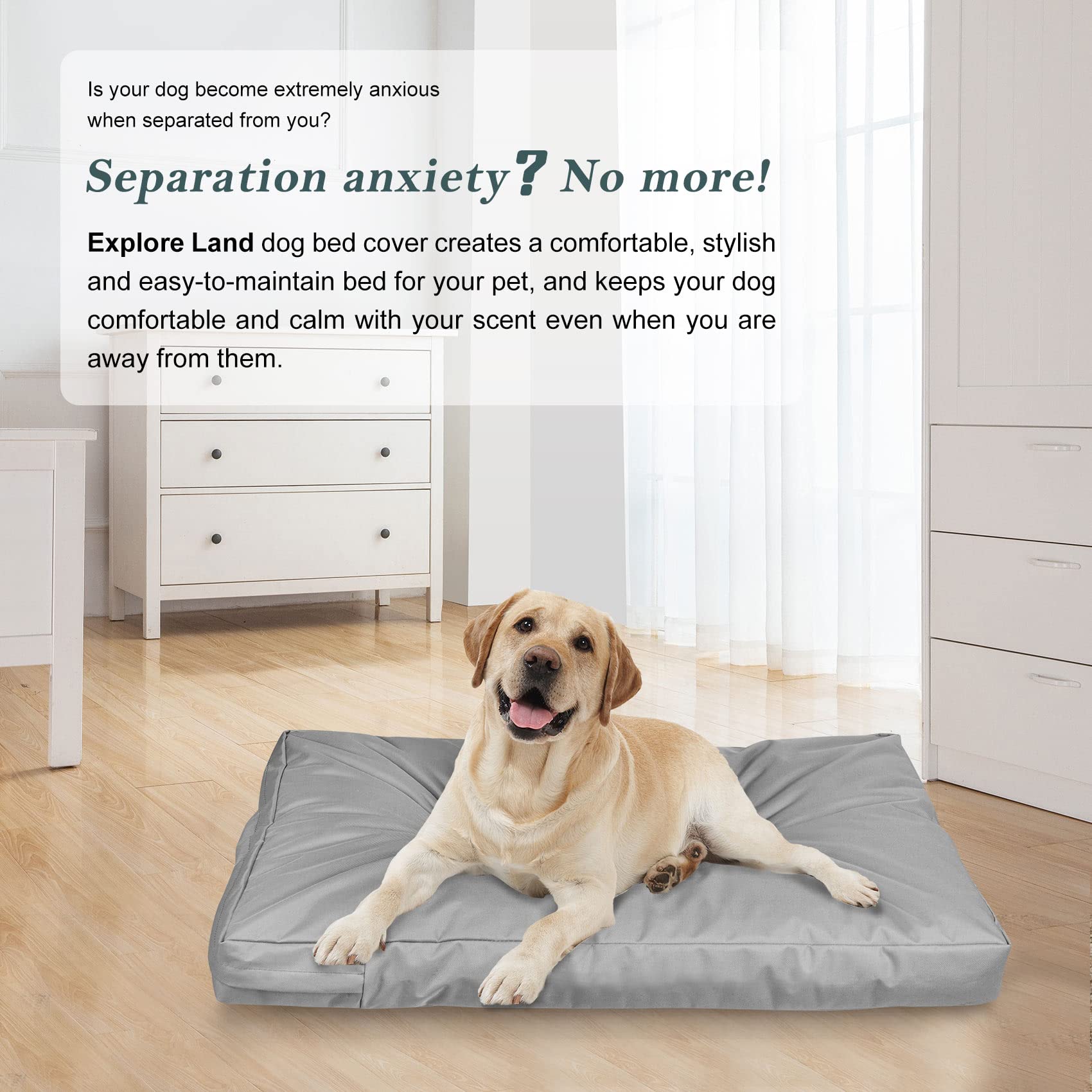 Explore Land gray canvas bed cover suits training puppies and senior dogs.