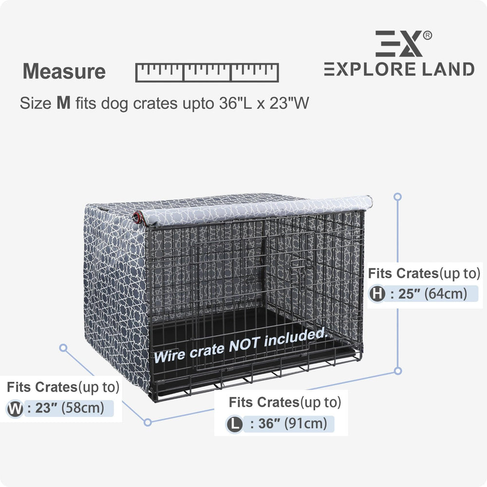 Explore Land heavy-duty polyester crate cover close-up shows durable fabric