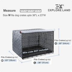 Explore Land heavy-duty polyester crate cover close-up shows durable fabric