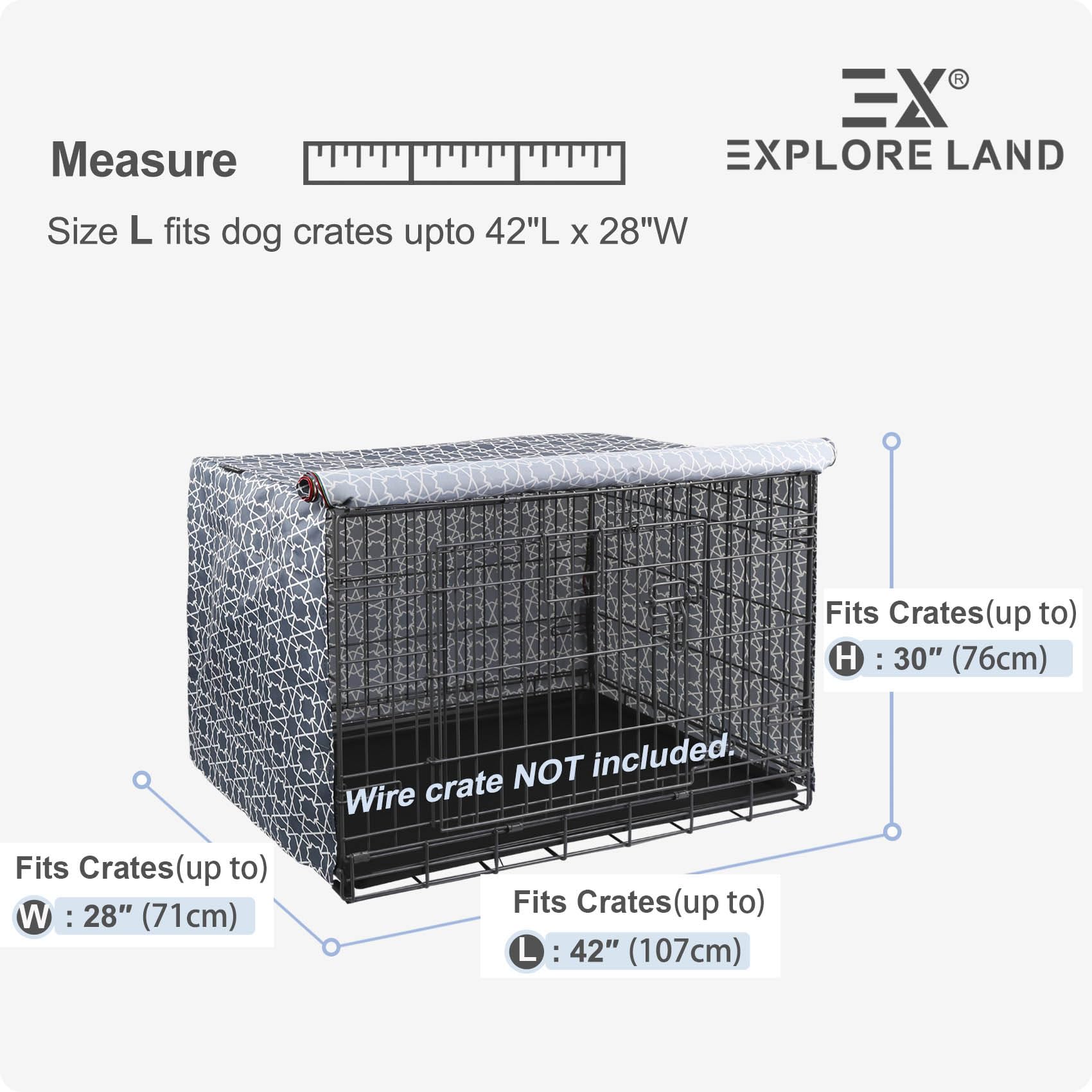 Explore Land dog crate cover 42-inch back view demonstrates seamless fit and concealment
