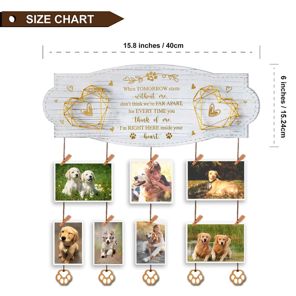 EXQUIDECA dog memorial frame showcases rustic white-gold finish and precious keepsakes.