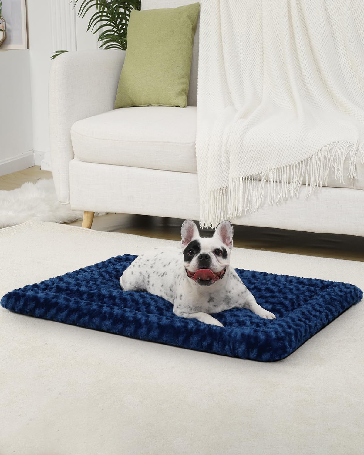 Exsnugy soft fluffy plush blue surface enhances comfort and calm.