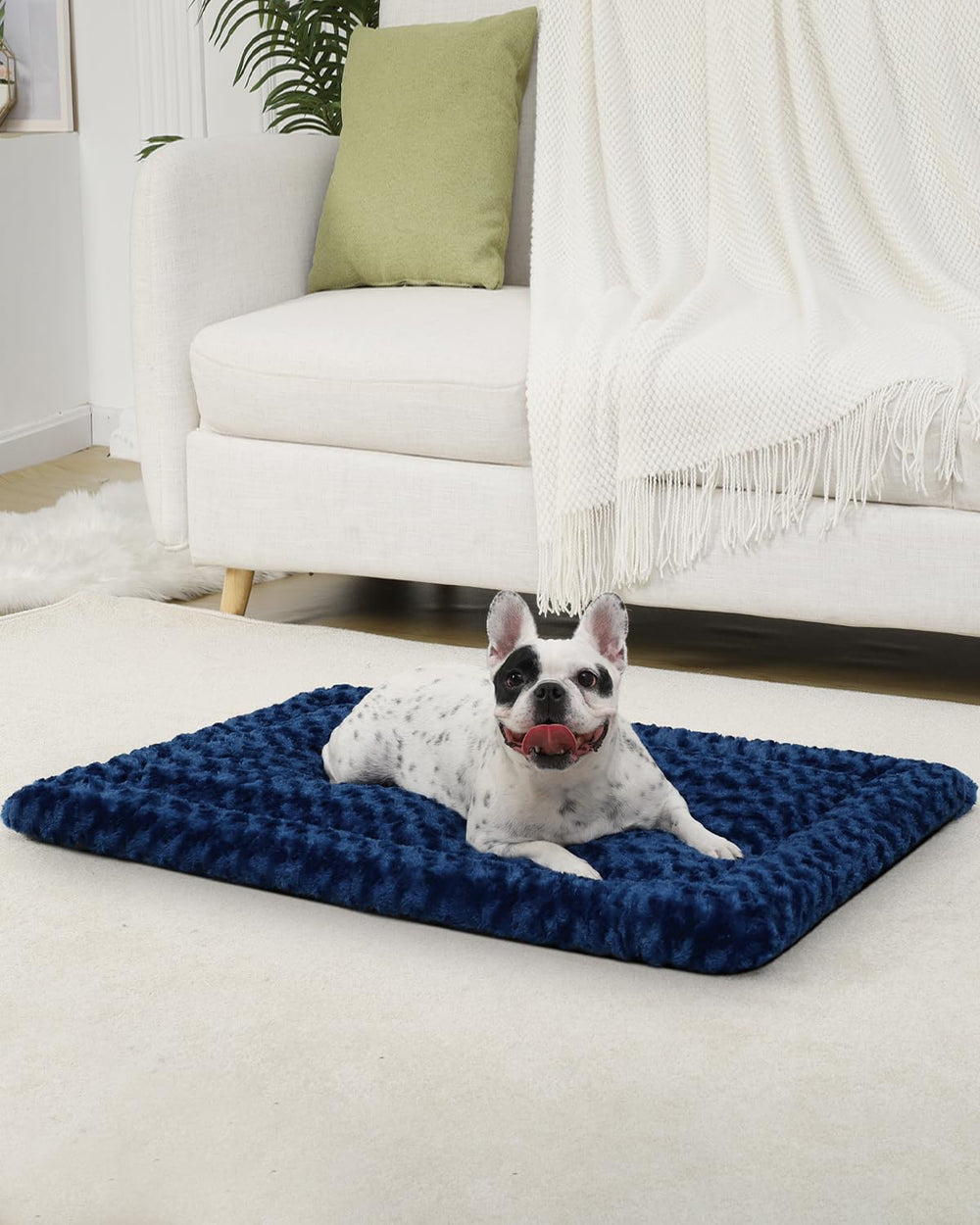 Exsnugy soft fluffy plush blue surface enhances comfort and calm.