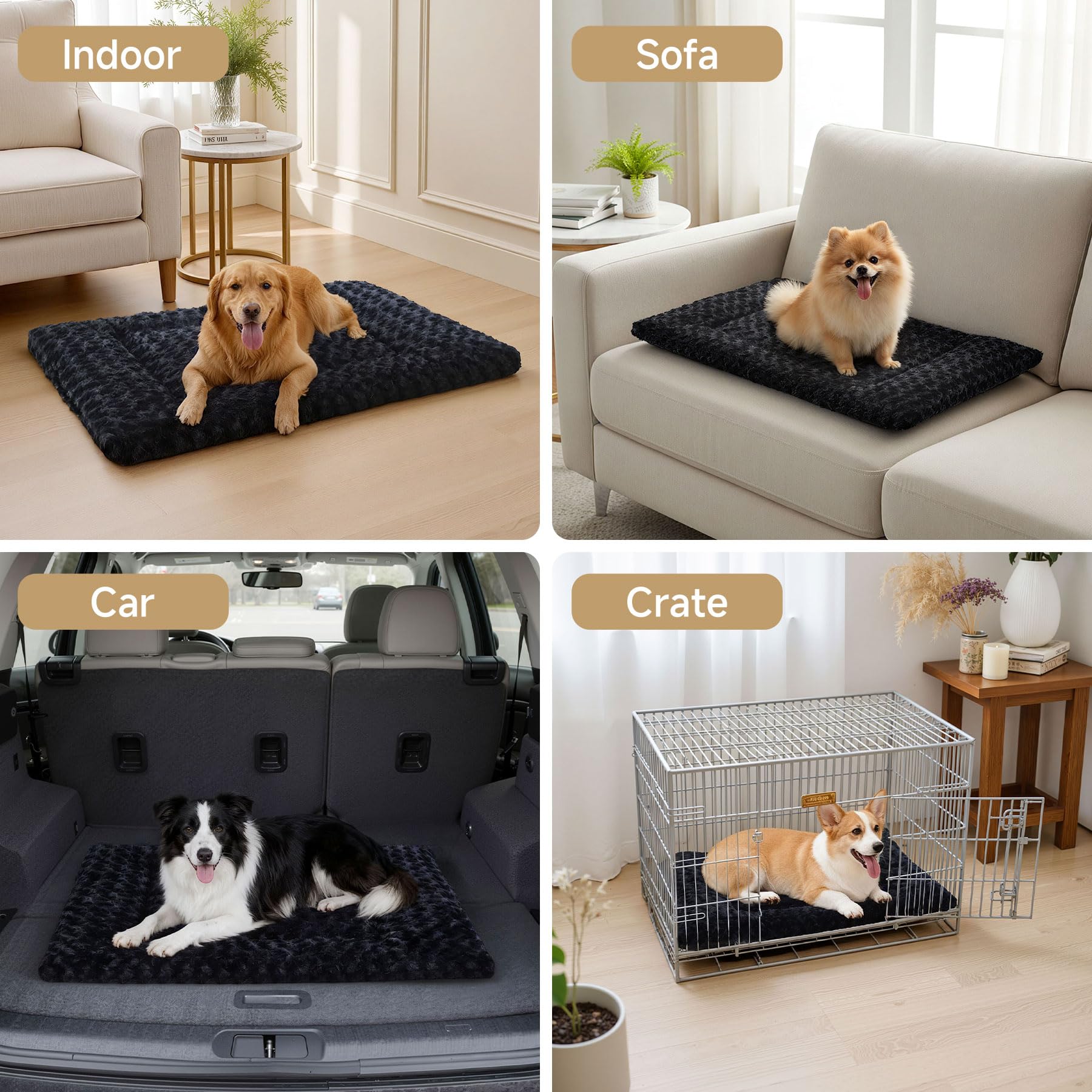 Exsnugy crate pad showing non-slip bottom for secure placement
