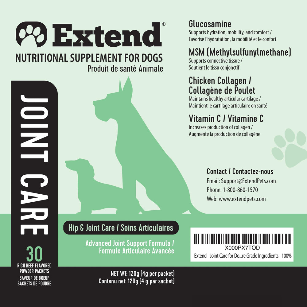 Extend Joint Care for Dogs money-back guarantee card reinforces confident shopping.