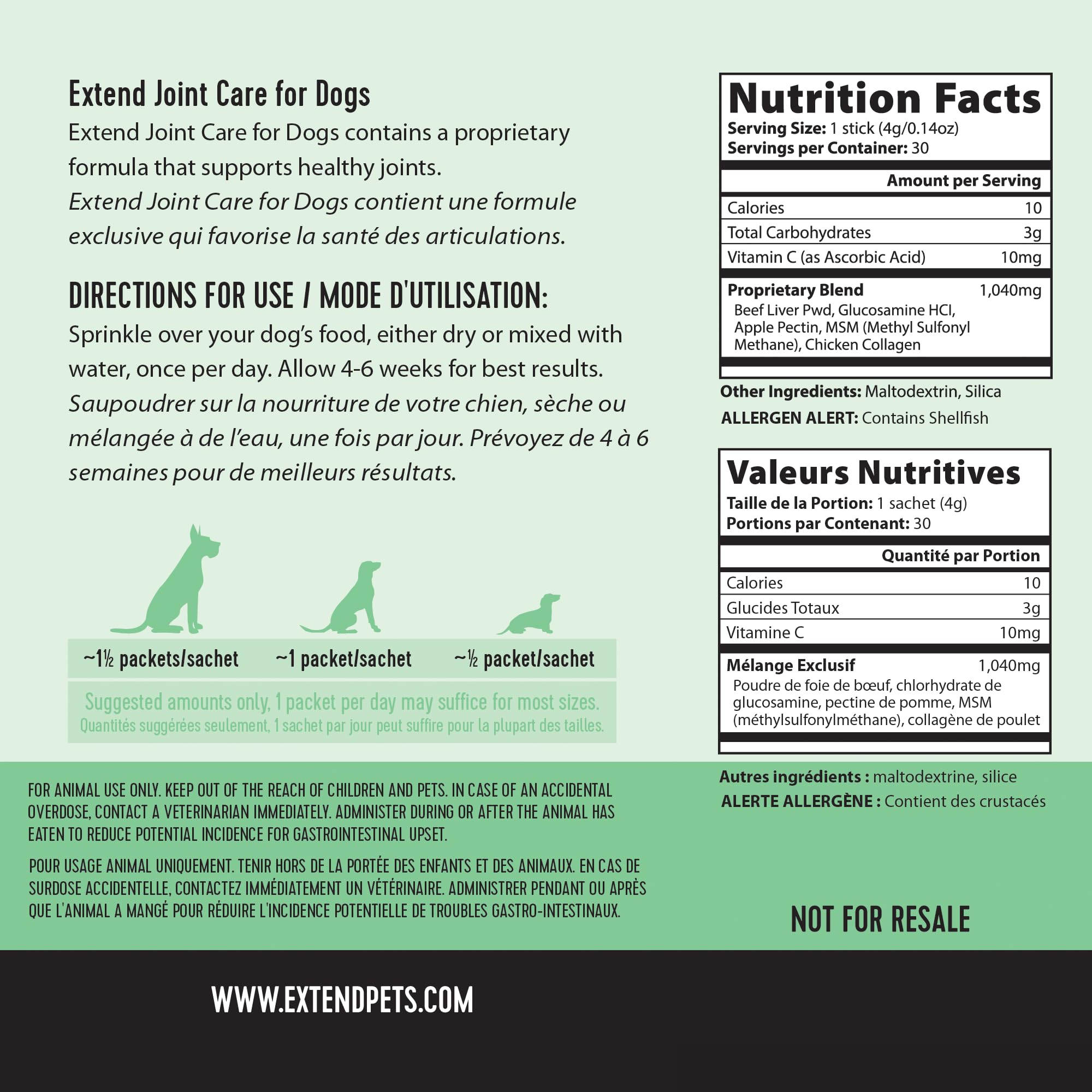 Extend Joint Care for Dogs supports both small and large breeds during activity.