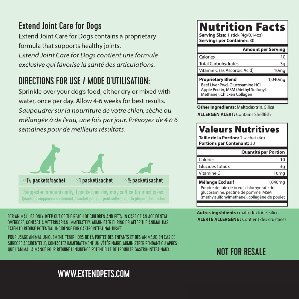 Extend Joint Care for Dogs supports both small and large breeds during activity.